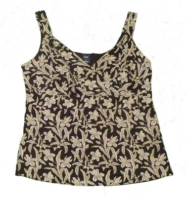 Womens Black Tan GAP Pullover Sleeveless Blouse Medium
