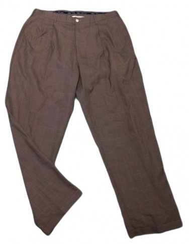 Mens Gray Maroon ALAN FLUSSER Pleated Dress Pants 36 X 31 1/4