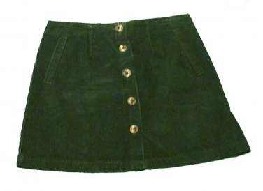 Womens Green CENTER AISLE Button Front Corduroy Skirt 11/12