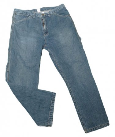Mens Blue OPEN TRAILS Carpenter Style Denim Jeans 37 X 28 1/4 100% Cotton