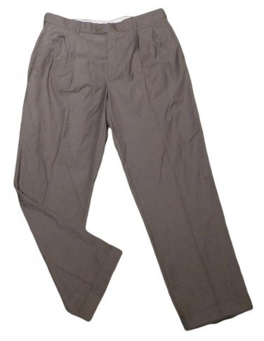 Mens Gray LOUIS RAPHAEL Pleated Adj Waist Pants 34 X 30 100% Blend