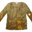 Womens Multi-Color STUDIO COLLECTION Long Sleeve Blouse Large 100% Cotton NWT