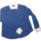 Womens Blue White TALBOTS Long Sleeve Blouse 10P 100% Cotton