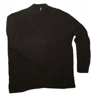 Mens Black CROFT & BARROW Half Zip Sweater XL Cotton Blend