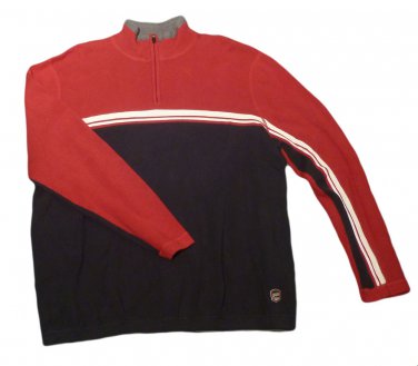 Mens Blue Maroon Off White EDDIE BAUER Half Zip Sweater Large