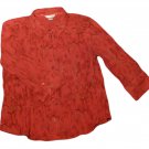 Womens Red Black Gray CHRISTOPHER & BANKS Button Front Blouse Medium