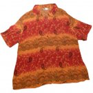 Womens Orange Brown Black STYLE & COMPANY Button Front Blouse 24W