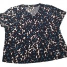 Womens Black White Blue APT 9 Pullover Blouse 2X