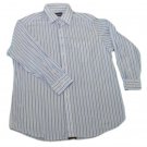 Mens Blue White Stripe CLUB ROOM Button Down Shirt Large