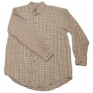Mens Brown Tan Black IZOD Button Down Shirt Large