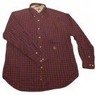 Mens Blue Maroon TOMMY HILFGER Long Sleeve Shirt L Large 100% Cotton
