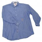 Mens Blue TOMMY HILFIGER Long Sleeve Shirt L Large 100% Cotton