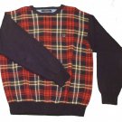 Mens Blue Red Green TOMMY HILFIGER Pullover Sweater Large 100% Cotton