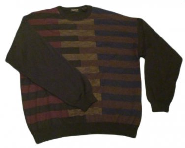 Mens Multi-Color CELLINNI Pullover Sweater XL Made In Italy Cotton Blend