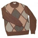 Mens Brown Gray GEOFFREY BEENE Pullover Sweater Medium 100% Cotton