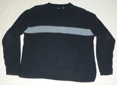 Mens Black Gray GAP Pullover Sweater Large