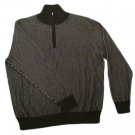 Mens Black Gray CEZANI Half Zip Pullover Sweater XL Acrylic Blend