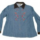 Womens Blue NAPA VALLEY Denim Button Front Blouse Medium