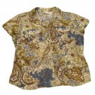 Womens Multi-Color LIZ CLAIBORNE VILLAGER Button Down Blouse 16W 100% Cotton