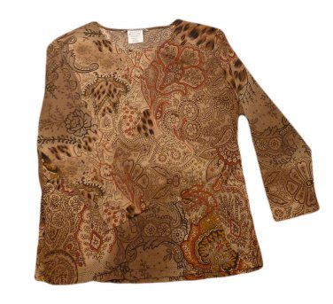 Womens Brown Black Maroon MASSINI Pullover Blouse Small