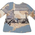 Womens Blue White Brown CHRISTOPHER & BANKS 3/4 Sleeve Blouse Large Cotton Blend