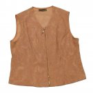 Womens Brown INTRIGUING THREAD Zip Front Blouse 10