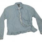 Womens Blue White LAUREN RALPH LAUREN Wrap Style Denim Blouse 12 100% Cotton