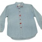 Womens Blue NORTHERN TREASURES Denim Button Down Blouse Medium