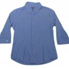 Womens Blue White NEW YORK & COMPANY Button Front Blouse Medium
