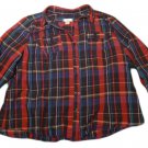 Womens Black Red Green C J BANKS Button Front Blouse 2X