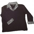 Womens Black White JASON MAXWELL Pullover Blouse XL