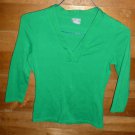ANN TAYLOR Womens Blouse Solid Green Long Sleeve Cotton Blend Size SP