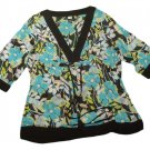 Womens Black Green White STUDIO 1940 Pullover Blouse 18/20W 100% Polyester
