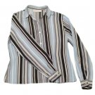 Womens Black Gray White DRESS BARN Button Front Blouse Small