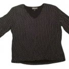 Womens Black White BRIGGS NEW YORK Pullover Blouse PM