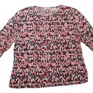 Womens Black Pink White LAURA ASHLEY Pullover Blouse Medium