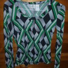 Womens Black Green White WORTHINGTON Blouse Shirt S