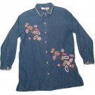 Womens Blue BOOBIE BROOKS Button Front Denim Blouse Medium