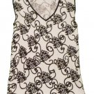 Womens Black White KENAR Pullover Sleeveless Blouse Medium