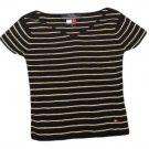 Womens Black White Gold TOMMY HILFIGER Pullover Blouse Medium