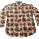 Mens Tan Maroon Green HATHAWAY SPORT Button Down Shirt Large