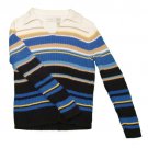 Womens Blue White Brown LIZ CLAIBORNE V-Neck Sweater Large