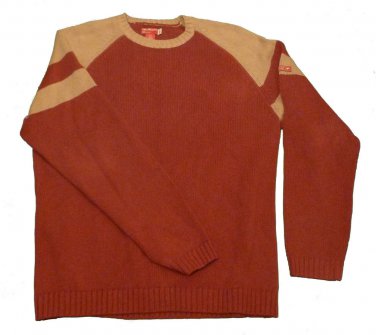 Mens Maroon Brown GUESS Pullover Sweater L Large 100% Cotton