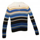 Womens Blue Brown White LIZ CLAIBORNE V Neck Sweater Small Petite
