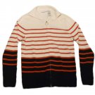 Womens Off White Blue Orange LIZ CLAIBORNE Full Zip Sweater Petite P
