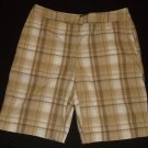 Womens Brown Tan White Plaid IZOD Shorts 8