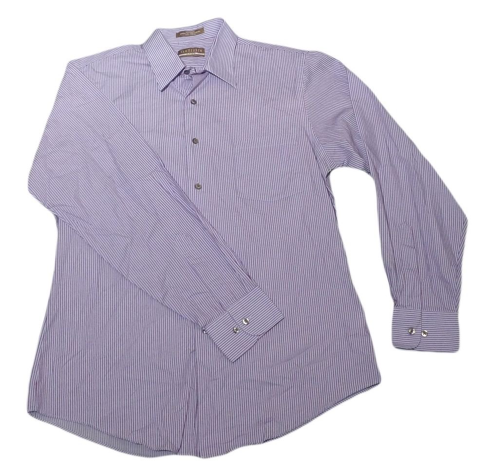 Mens Purple VAN HEUSEN Fitted Wrinkle Free Button Down Shirt Large