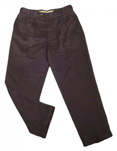 Mens Black CROFT & BARROW Adj Waist Pleated Dress Pants 34 X 29 1/2 100% Polyest
