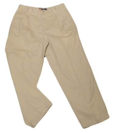 Mens Brown CHAPS RALPH LAUREN Pleated Casual Pants 34 x 28 1/2 100% Cotton