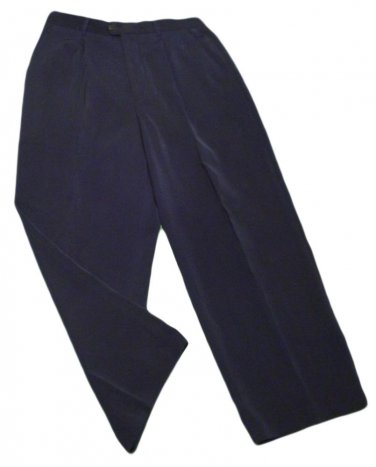 Mens Blue MICHAEL IRVIN COLLECTION Pleated Dress Pants 34 X 28 1/2 100% Micropol